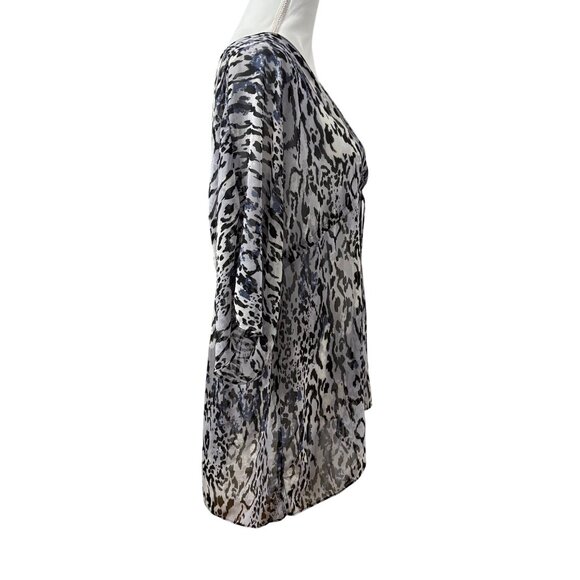 Animal Print Sheer Tunic Top With Empire Waist Womens Size XL - Picture 4 of 11